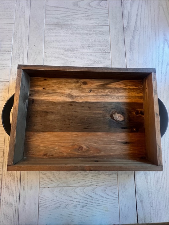 Handmade Other - Rustic Handmade Reclaimed Wooden Serving Tray with Black Handles